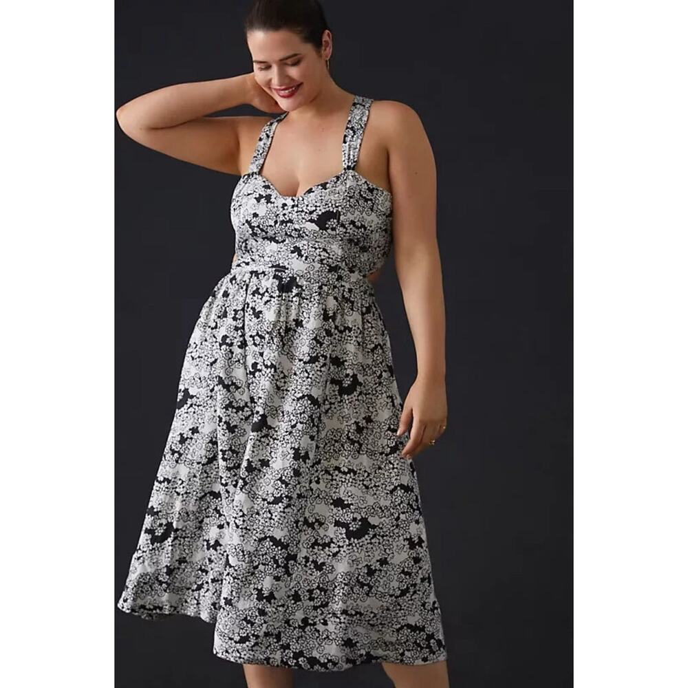 Anthro Printed Floral Midi Dress Size 1X